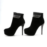 fashion boots platform high heels 12cm stilettos platform round toe large size 42 women's shoes fretwork shoes