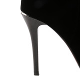 fashion boots platform high heels 12cm stilettos platform round toe large size 42 women's shoes crystal buckle shoes