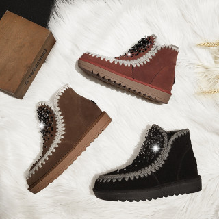winter shoes women ankle boots flat warm brown snow boots women's boots large size 40 41