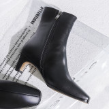 Fashion women's shoes in winter 2019 zipper chunky heels pointed toe ladies boots big size short boots comfortable consice