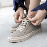 lace up casual shoes sneakers flat loafers women's shoes ladies genuine suede fashion girls shoes