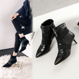 stilettos heels fashion women's boots short boots small size 32 33 pointed toe ladies sexy med heels 6cm ankle boots