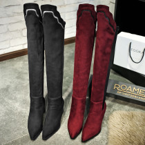 Fashion women's shoes in winter 2019 over the knee boots fashion shoes women burgundy fashion women's booties chunky heels 6cm small size 32 33