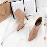 Fashion women's shoes in winter 2019 women's boots zipper elegant pointed toe short boots brown comfortable  consice black leather