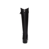 women's shoes ladies genuine leather flat knee high booties big size 43 metal decoration fashion shoes size 33