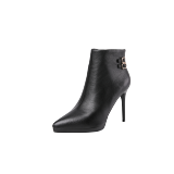 Anti-skid and wear-resistant rubber base top layer cowhide containing metal buckles with women fashion boots minimum size 34 Max 39