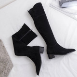 women's boots over the knee high boots knee high boots chunky heels genuine suede fashion big size shoes ladies buckle booties