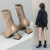 Arden Furtado spring autumn Stretch boots short boots pointed toe socks boots strange style pointed toe fashion shoes knitting booties