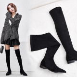 women's boots thigh high boots chunky heels pointed  comfortable