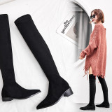 women's boots thigh high boots chunky heels pointed  comfortable