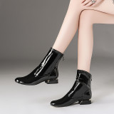 autumn/winter fashion ankle boots inverted boots small size 33 metal buckles and european-style women's white short boots large size genuine leather