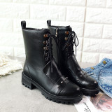European and American style hot style lace round head female Martin boots