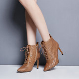 European and American brand name whole leather hand braid is braided narrow high heel female boot big size 41