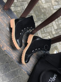2018 autumn winter hot style fashion black versatile round head genuine leather cross tiedfemale Martin boots laides booties