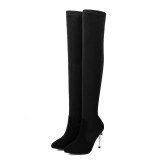 Comfortable and breathable, long black boots for women, knee waterproof platform and slender high heel boots