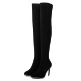 Long black boots and knee waterproof platform slender top with 9.5cm comfortable boots