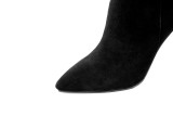 European and American style black female boots, thin high heel with a contraction mouth short boots
