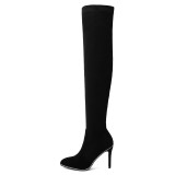 Long black boots and knee waterproof platform slender top with 9.5cm comfortable boots