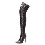 High heels with a pointed stilettos 12cm painted boot are huge in size 45 over the knee thigh high ladies fashion boots