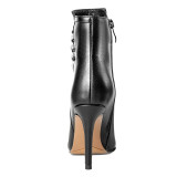 Real leather shoes black hot style temperamental boots pointed thin high heel female short boots
