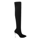 Comfortable and breathable, long black boots for women, knee waterproof platform and slender high heel boots