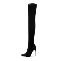 European & American hot style simple pointy stiletto 12cm and knee boots size 45