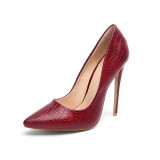 European and American solid color pointed thin metal heel with 12cm female shallow mouth temperament single shoe