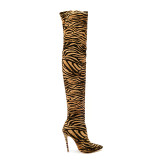 European and American tiger striped over the knee boots thigh high boots big size 44 45 stretch boots