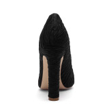 European and American style stone grain with a thick tip and a 1.5cm heel for women's daily party shoes size 45