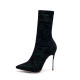 Simple and fashionable women's boots with slim top and 12cm pure color short boots