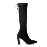 Comfortable and breathable lady's shoes style lady's top simple pure color thick heel and knee boots big size 40