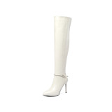 Europe station classic women's shoes fashion women's boots pure color pointed long and knee boots
