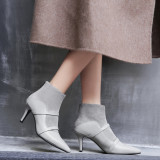 South Korea's top brand women's shoes South Korea's daigou online explosive single pointed stiletto ankle boots