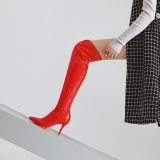 Europe station pure color is long show thin female boot fine point high heel vogue new female boot