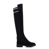 Fashion hot style women's shoes round head low heel women's knitted knee-high boots size 40