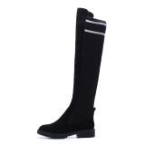 Fashion hot style women's shoes round head low heel women's knitted knee-high boots size 40