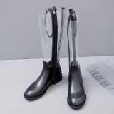2018 winter rain boots Europe fashion round head zipper transparent women's middle boots
