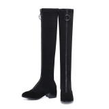 Winter 2018 women's shoes fashion hot style web celebrity women's shoes Europe station foreign trade international pointed thick heel show thin middle zipper decoration and knee boots