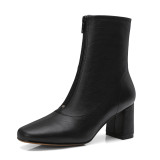 Autumn/winter 2018 women's shoes Korean women's shoes style simple pure color pointed thick with short style women's boots