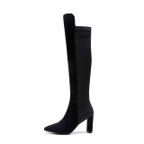 Autumn/winter 2018 women's shoes leather boots with thick tip and style hot style pure color black sexy boots big size 43 small size 33