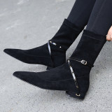 Winter 2018 women's shoes Korean style solid color pointed low heel women's boots size 40