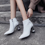 The 2018 autumn winter shoes Korean version fashion pure color women's shoes pointed thick with short style joker European station short boots