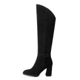 Women's shoes of autumn and winter 2018, ladies' style, ladies' style, pointed, thick and fashionable, pure color, black genuine leather boots