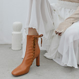 Autumn/winter 2018 women's shoes plain color simple women high heel thick and flat short boots with zipper on the heel
