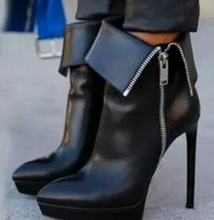 platform ankle boots stilettos fashion big size zipper short booties round toe shoes women's shoes ladies boots