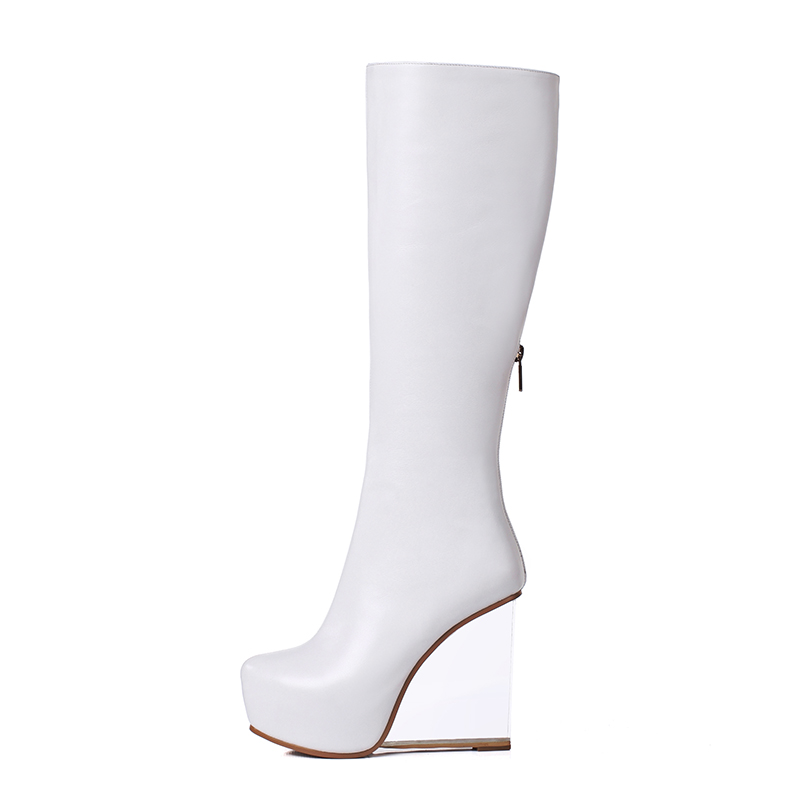 white wedge heel boots