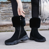 Winter 2018 warm shoes hot style women's shoes heighten flat comfortable casual women's short boots snow boots