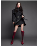 Winter fashion cross tied British pointed toe women's knee boots burgundy boots