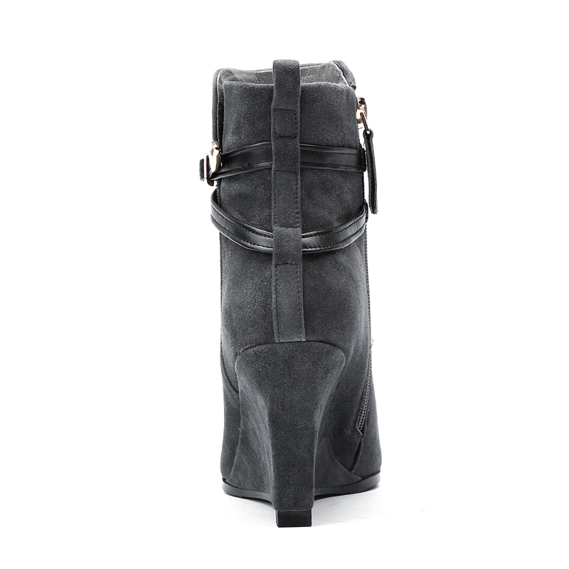 fashion leather slope heel boots