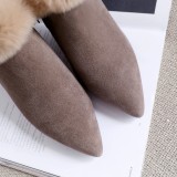 2018 autumn and winter women's shoes pointed thickened and increased to show thin, pure color, simple fashion, joker and short girl boots